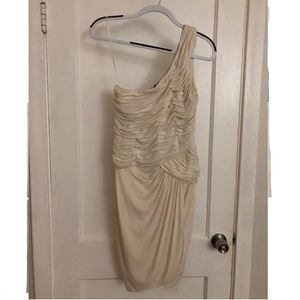 BCBG One Shoulder cream dress